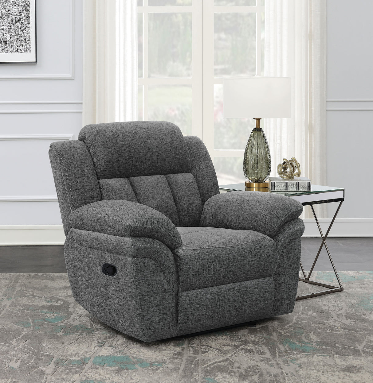 Bahrain Upholstered Glider Recliner - Charcoal