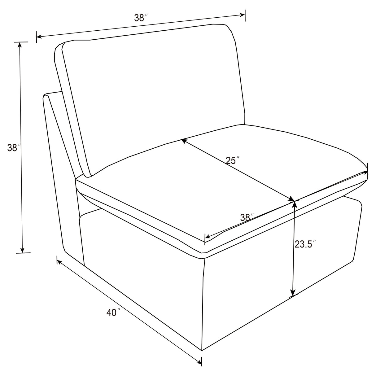 Collins Modular Armless Chair - Grey