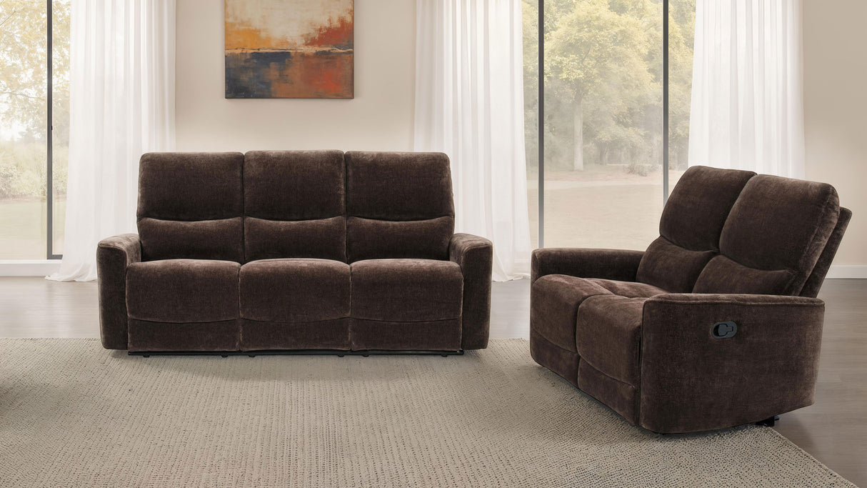 Navarro 2-Piece Upholstered Reclining Sofa Set, Dark Brown