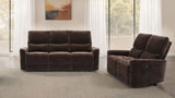 Navarro 2-Piece Upholstered Reclining Sofa Set, Dark Brown