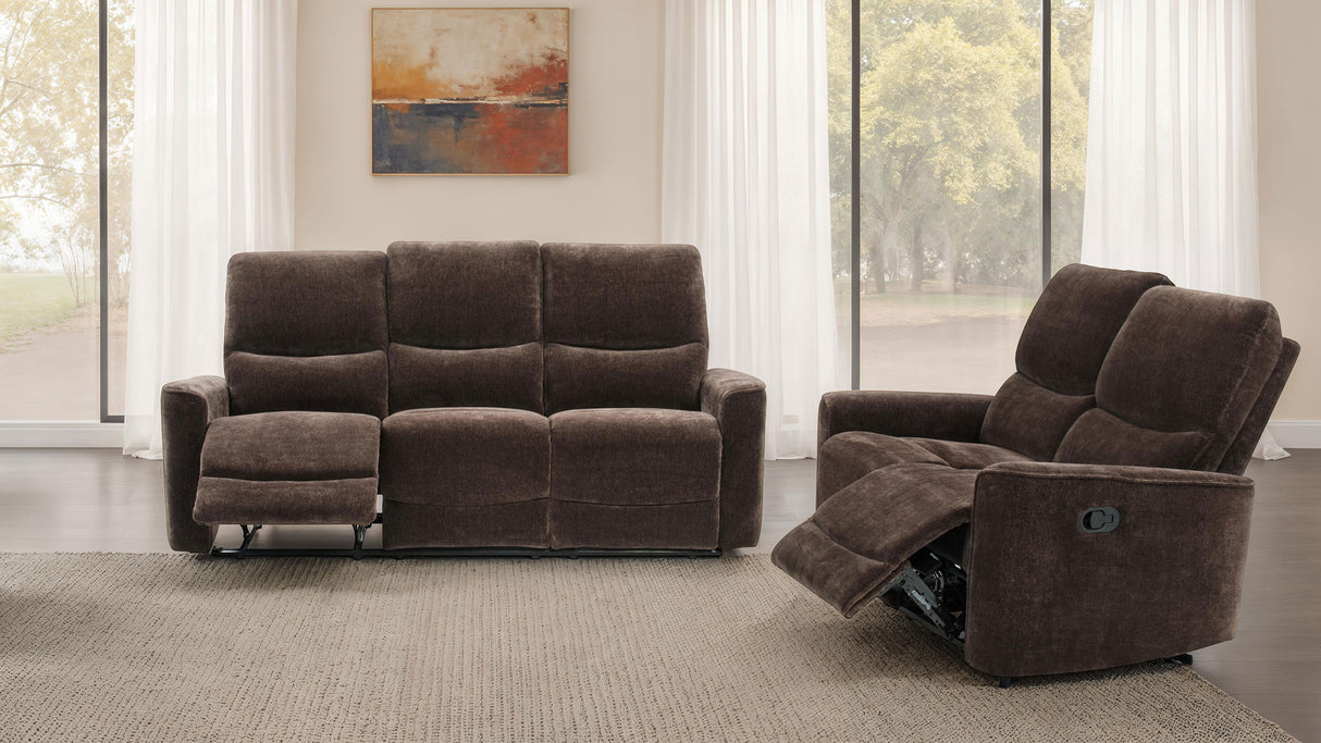 Navarro 2-Piece Upholstered Reclining Sofa Set, Dark Brown