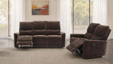 Navarro 2-Piece Upholstered Reclining Sofa Set, Dark Brown