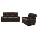 Navarro 2-Piece Upholstered Reclining Sofa Set, Dark Brown