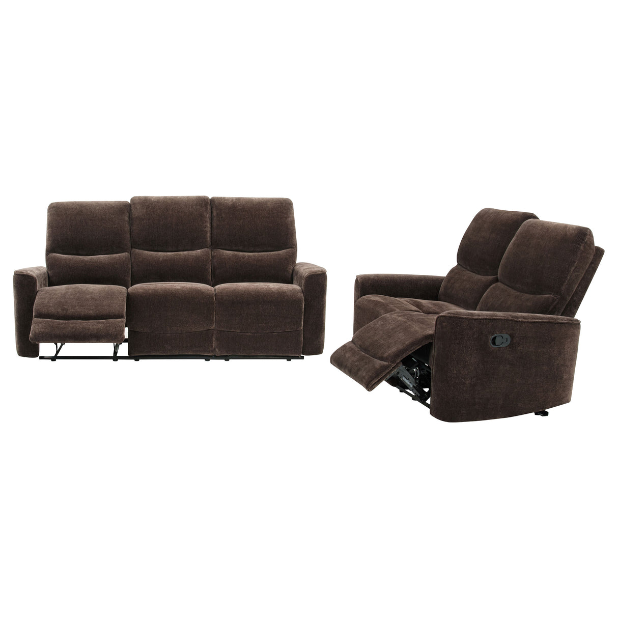 Navarro 2-Piece Upholstered Reclining Sofa Set, Dark Brown
