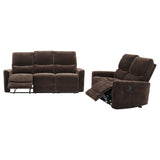 Navarro 2-Piece Upholstered Reclining Sofa Set, Dark Brown