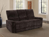 Navarro Chenille Upholstered Reclining Sofa in Dark Brown