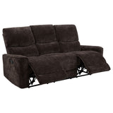 Navarro Chenille Upholstered Reclining Sofa in Dark Brown