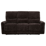 Navarro Chenille Upholstered Reclining Sofa in Dark Brown