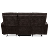 Navarro Chenille Upholstered Reclining Sofa in Dark Brown