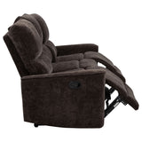 Navarro Chenille Upholstered Reclining Sofa in Dark Brown