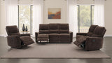 Navarro Chenille Upholstered Reclining Sofa in Dark Brown