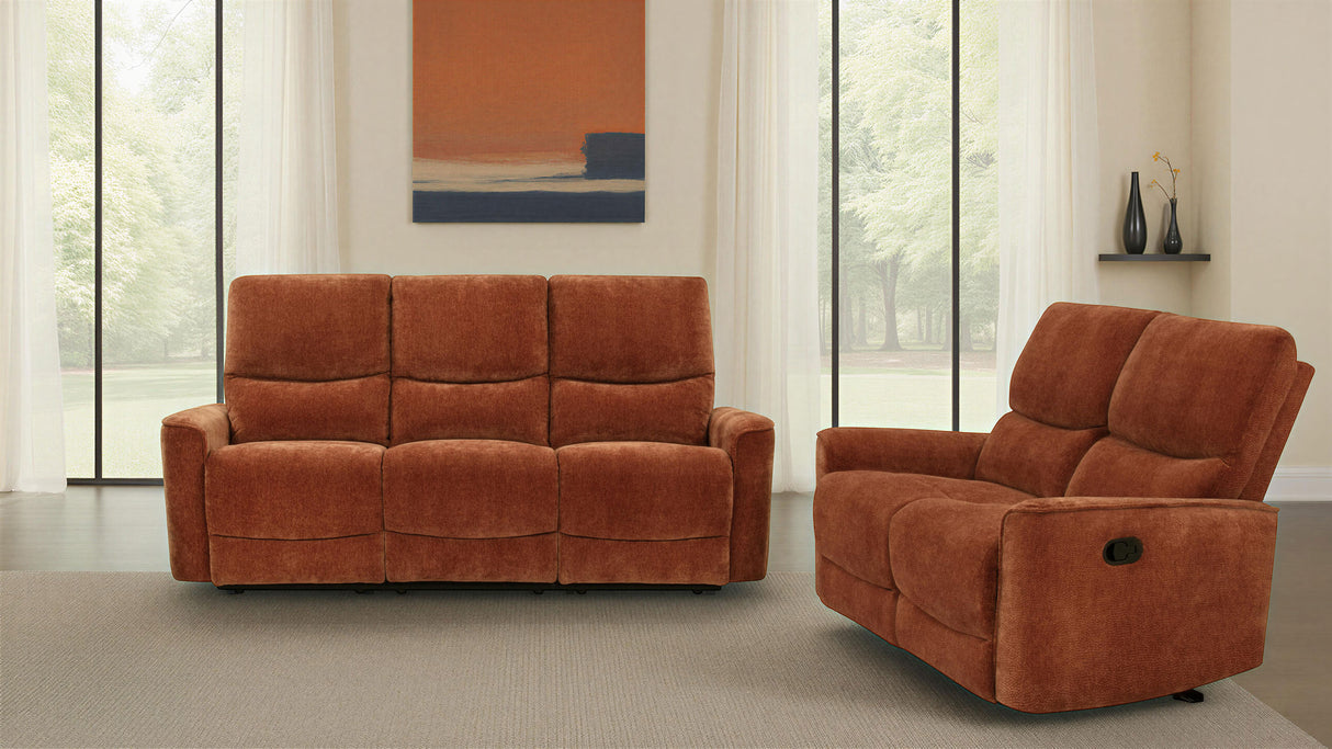 Navarro 2-Piece Upholstered Reclining Sofa Set, Burnt Orange