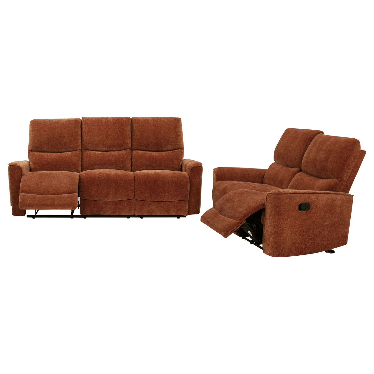 Navarro 2-Piece Upholstered Reclining Sofa Set, Burnt Orange