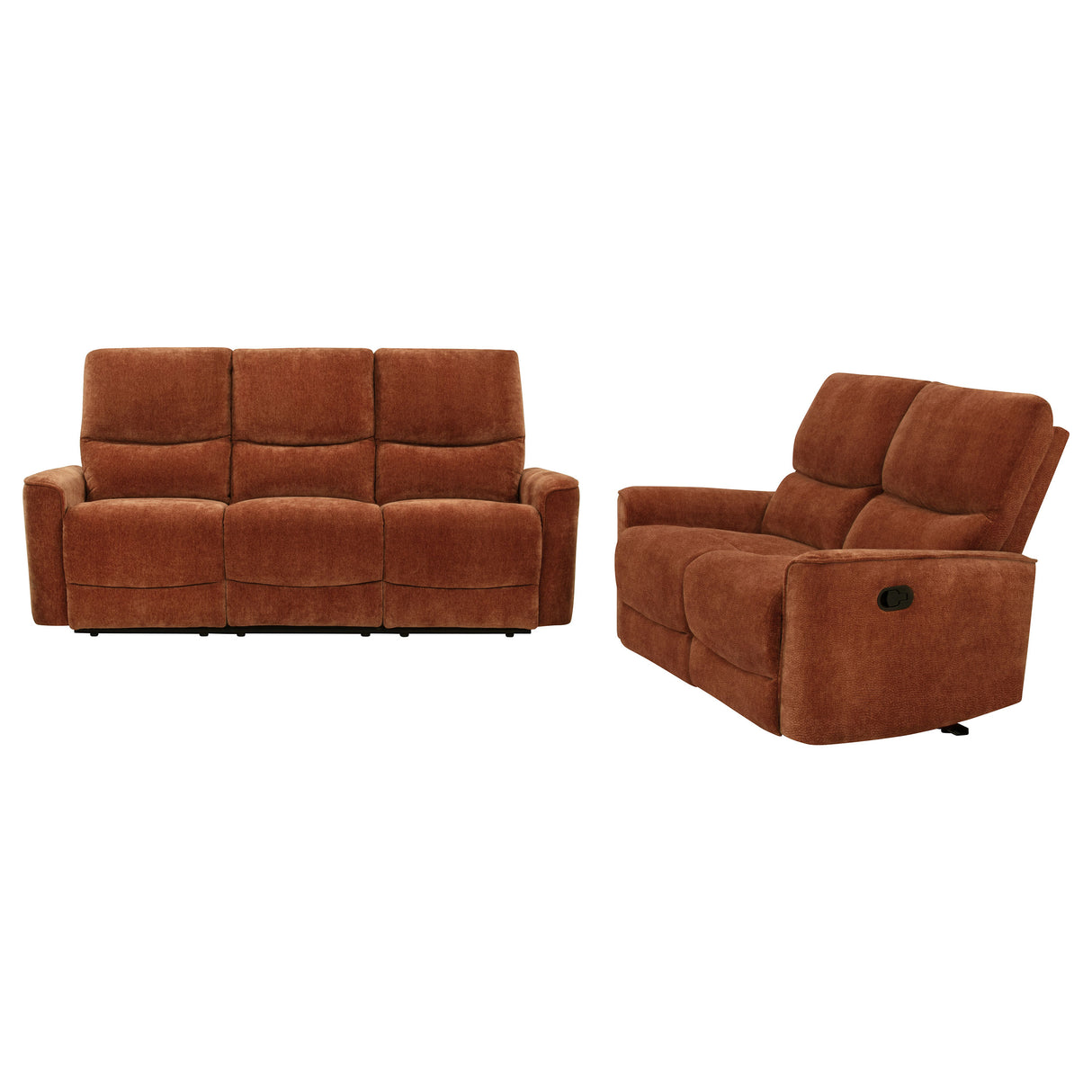 Navarro 2-Piece Upholstered Reclining Sofa Set, Burnt Orange