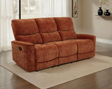 Navarro Chenille Upholstered Reclining Sofa, Burnt Orange