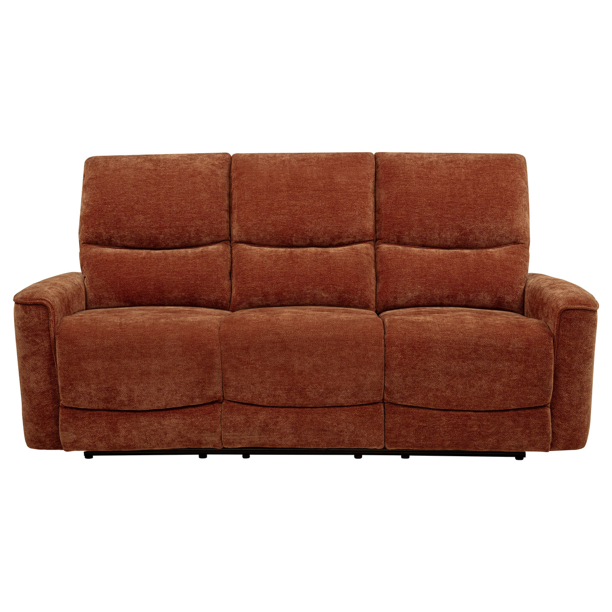 Navarro Chenille Upholstered Reclining Sofa, Burnt Orange