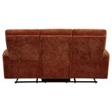 Navarro Chenille Upholstered Reclining Sofa, Burnt Orange