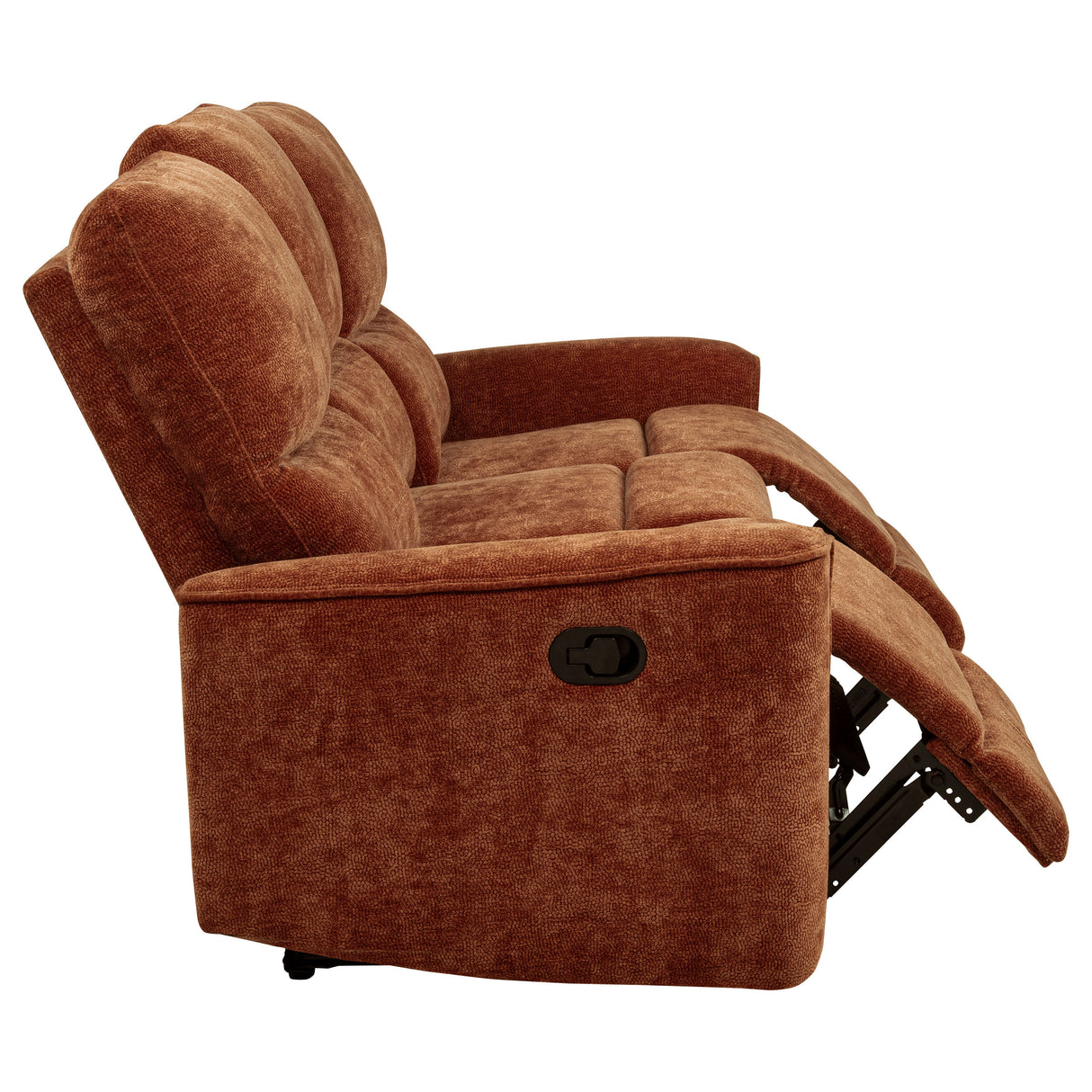 Navarro Chenille Upholstered Reclining Sofa, Burnt Orange
