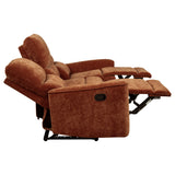 Navarro Chenille Upholstered Reclining Sofa, Burnt Orange