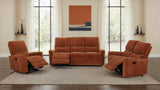 Navarro Chenille Upholstered Reclining Sofa, Burnt Orange
