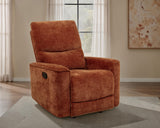 Navarro Chenille Upholstered Glider Recliner, Burnt Orange