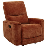Navarro Chenille Upholstered Glider Recliner, Burnt Orange