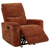 Navarro Chenille Upholstered Glider Recliner, Burnt Orange