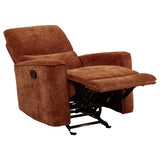 Navarro Chenille Upholstered Glider Recliner, Burnt Orange