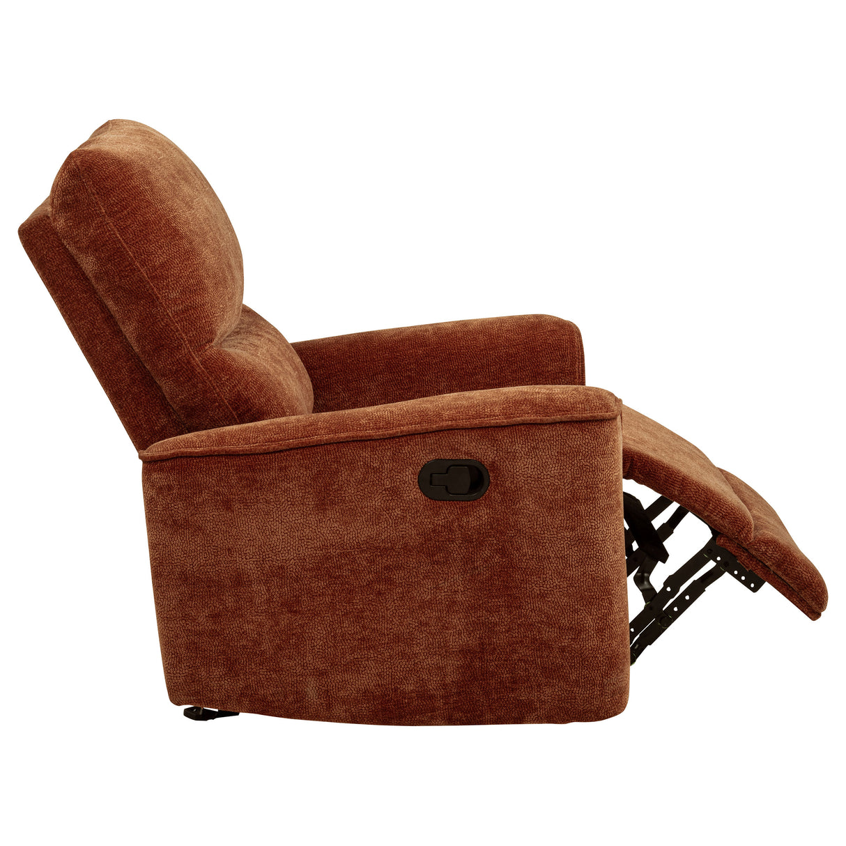 Navarro Chenille Upholstered Glider Recliner, Burnt Orange