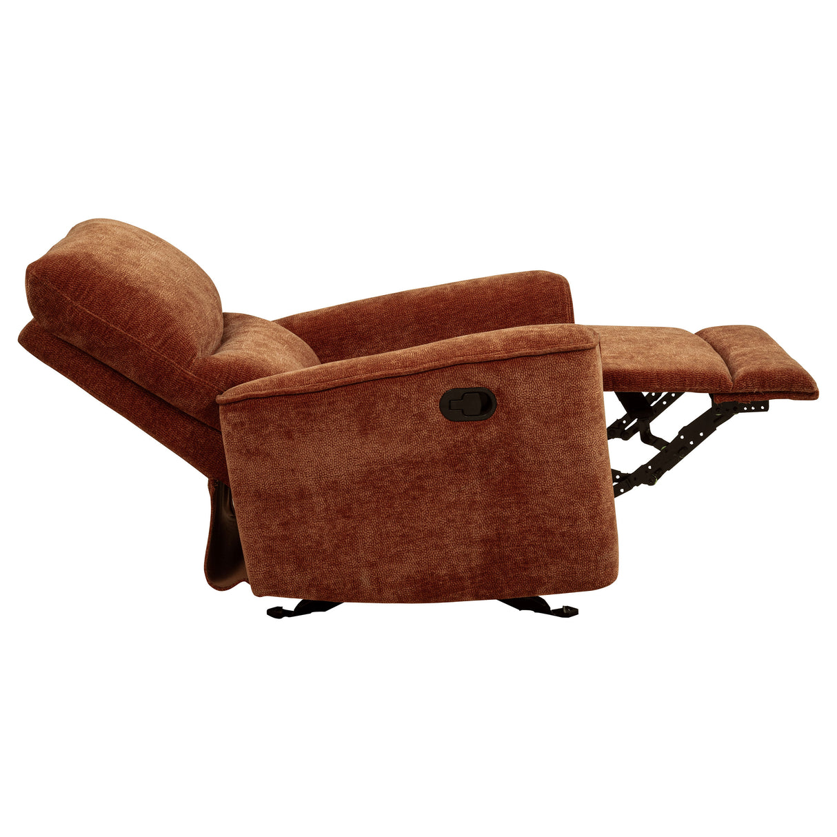 Navarro Chenille Upholstered Glider Recliner, Burnt Orange