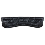 Hewitt Leather Dual Power Reclining Sectional Sofa, Black