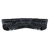Hewitt Leather Dual Power Reclining Sectional Sofa, Black