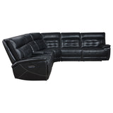 Hewitt Leather Dual Power Reclining Sectional Sofa, Black