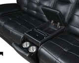 Hewitt Leather Dual Power Reclining Sectional Sofa, Black