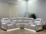 Sand Leatherette Power Reclining Sectional - 3-Piece
