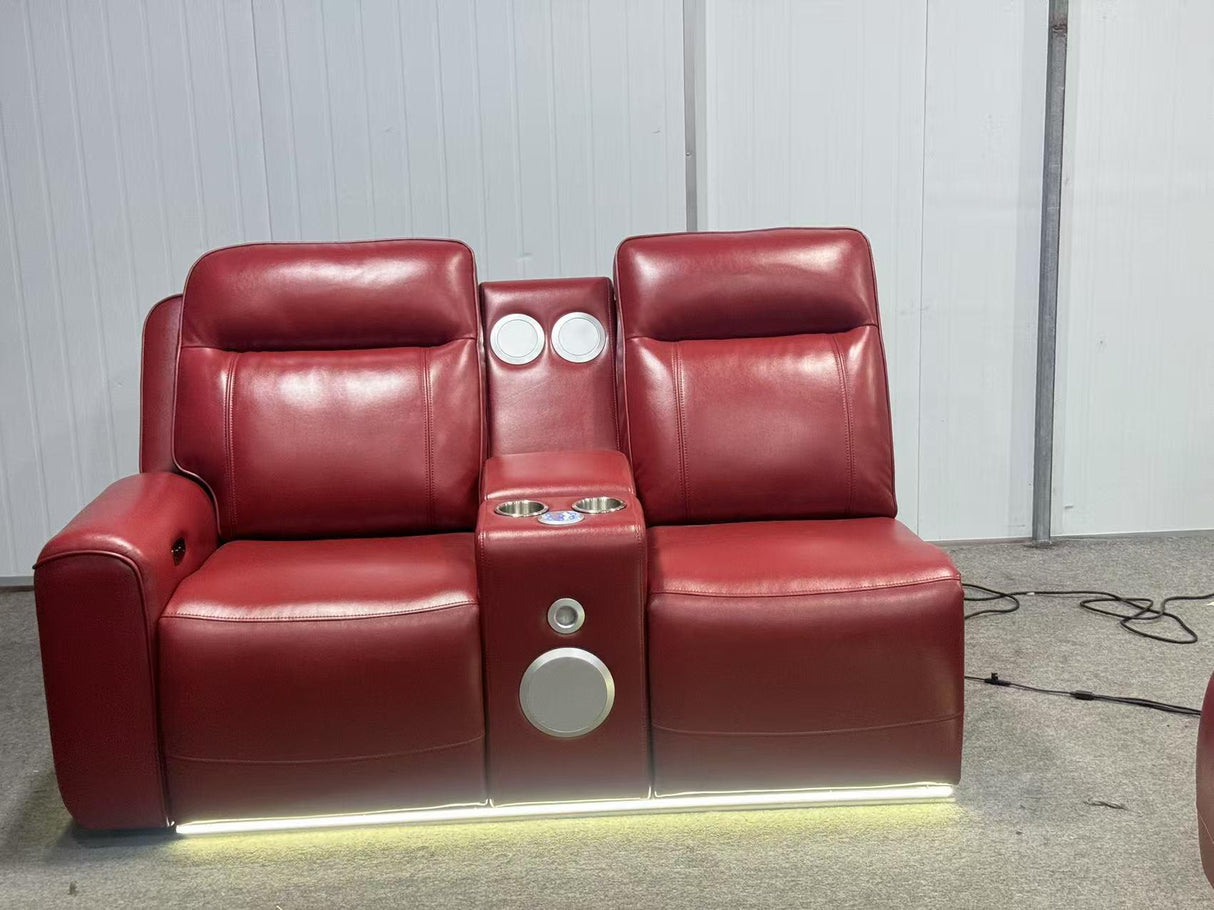 Red Leatherette Power Reclining Sectional, 3-Piece