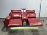 Red Leatherette Power Reclining Sectional, 3-Piece