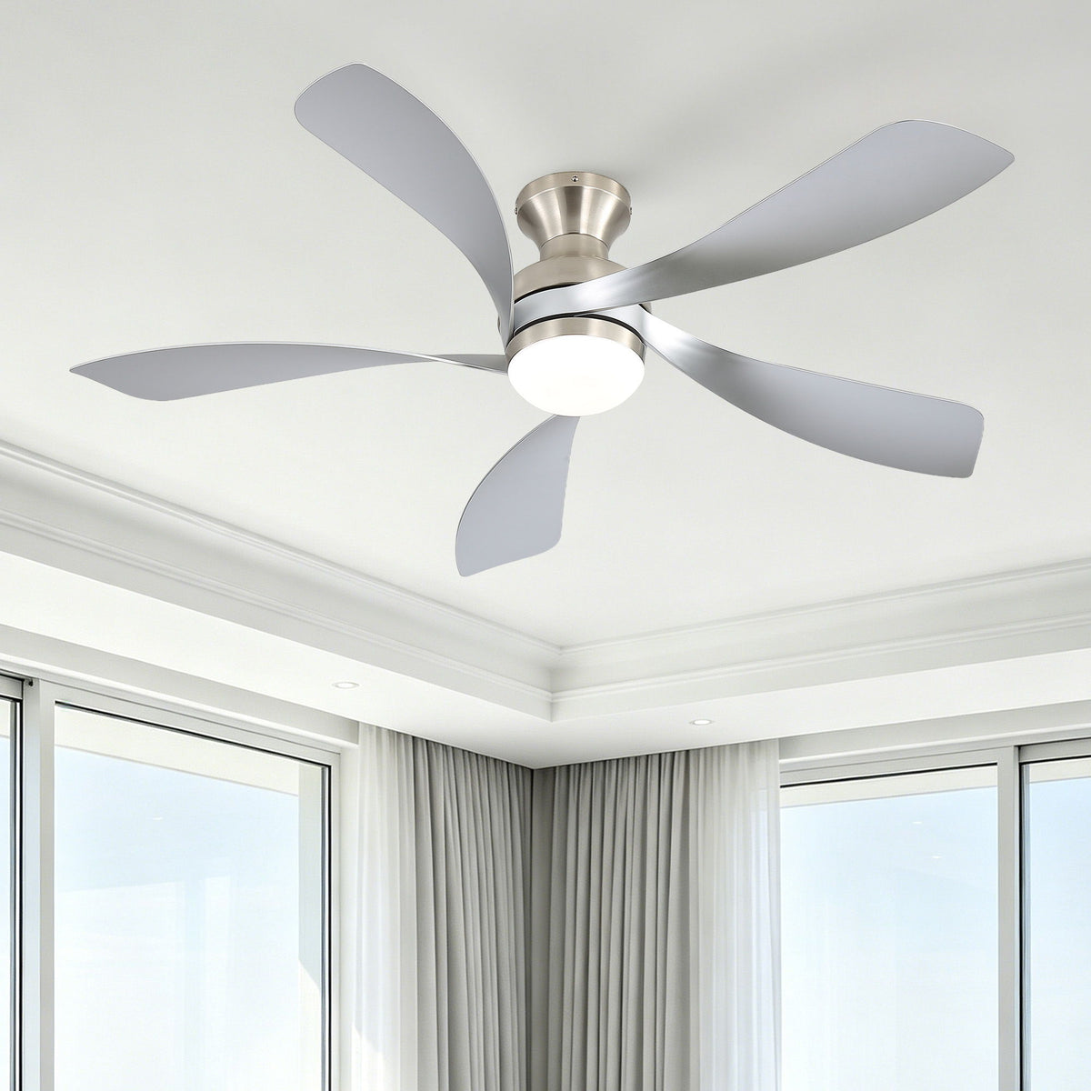 52" Ceiling Fan With 3 Color Dimmable LED Light, DC Reversible Motor, 6 Speed Settings