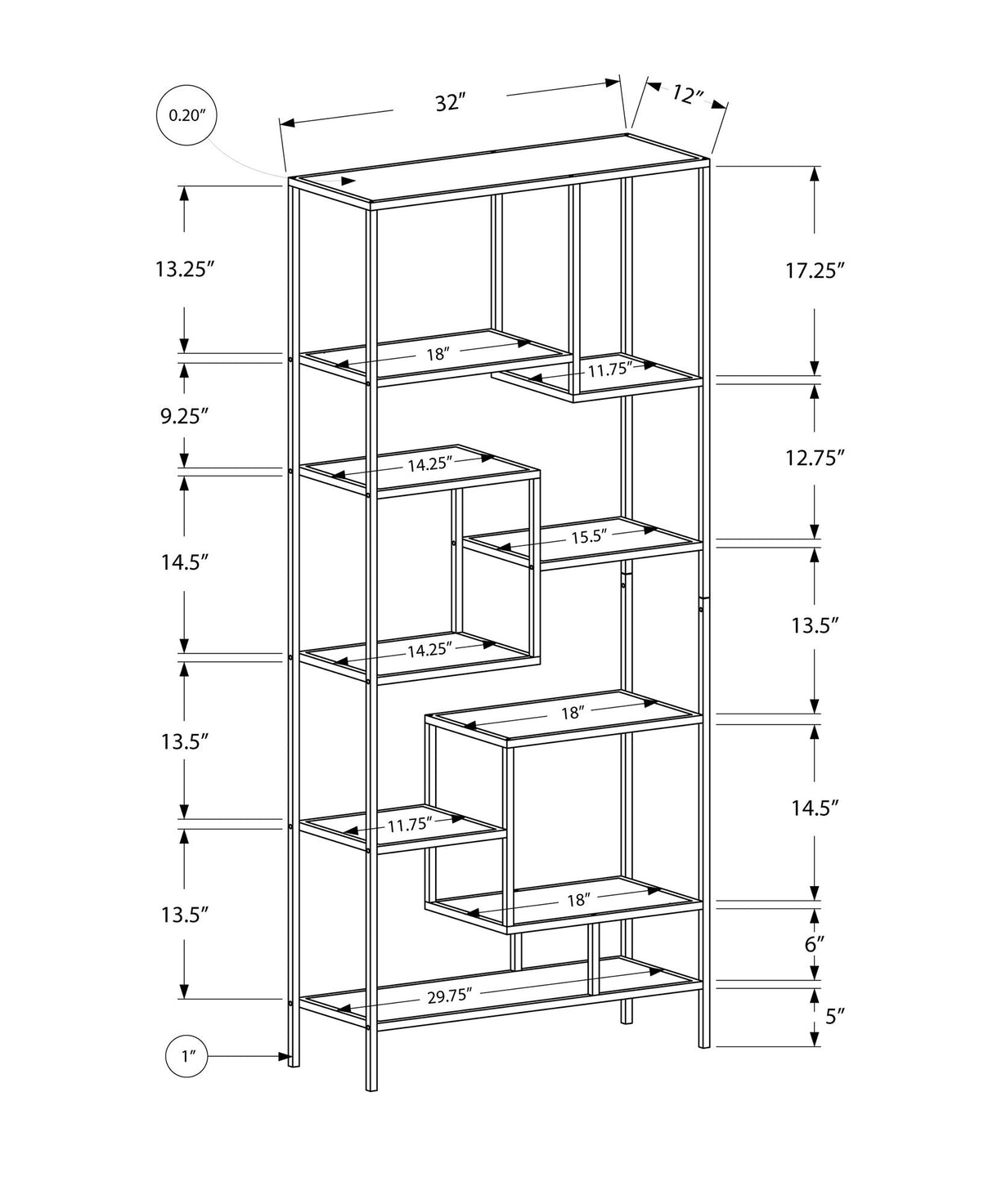 Bookshelf, Bookcase, Etagere, For Office, Contemporary & Modern - Etageres - Alpine Outlets