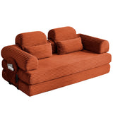 Convertible Sleeper Sofa With & Side Storage Pocket, Foldable Upholstered Couch For Living Room