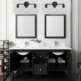 3 Light Globe Bathroom Vanity Light With Clear Glass Shades - Black