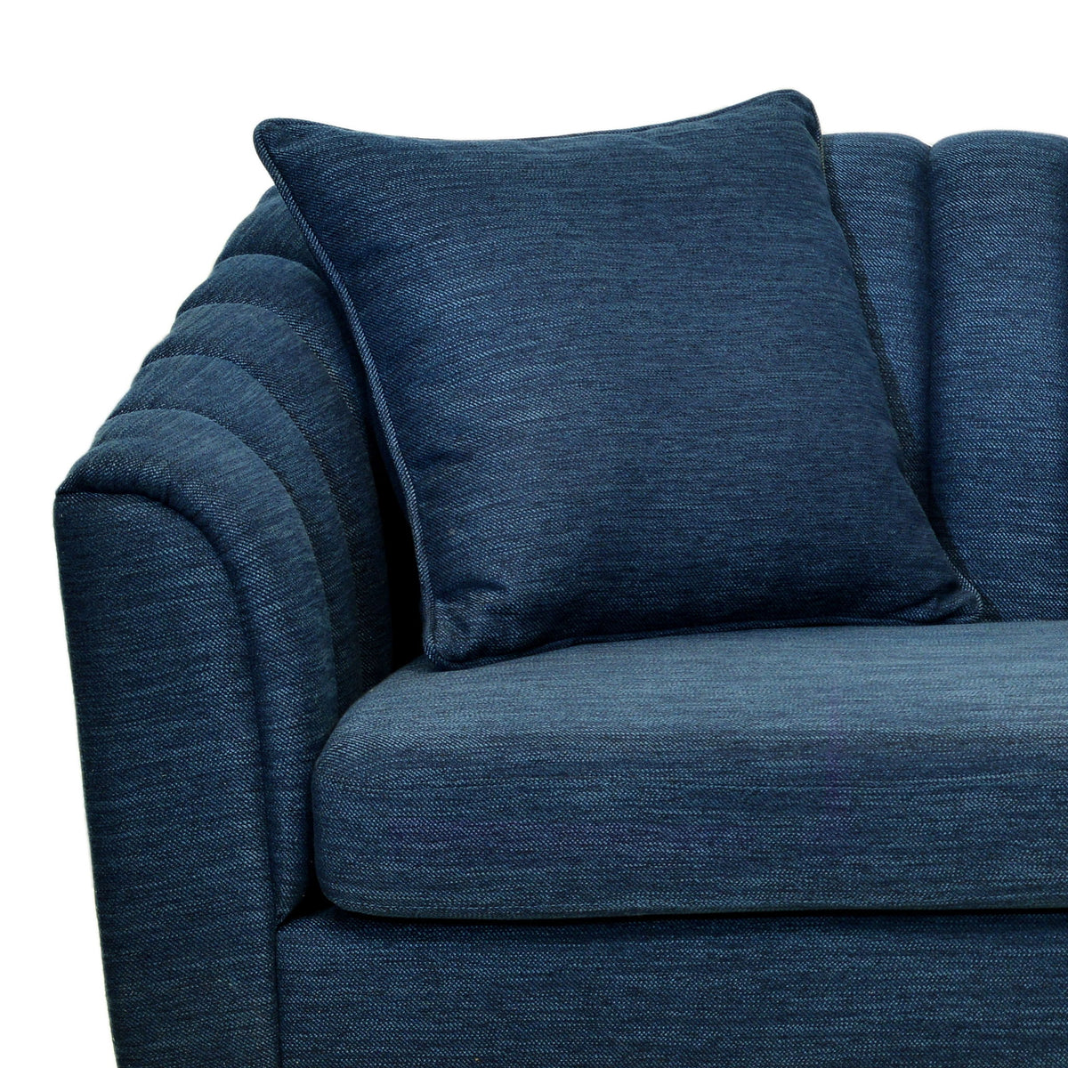 Contemporary 3 Seater Sofa With Button Tufted Design - Navy Blue