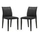 Velena - Full Back Top Grain Leather Upholstered Wood Dining Chairs (Set of 2) - Black