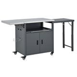 Foldable Outdoor Prep Station BBQ Cart With Trash Rack