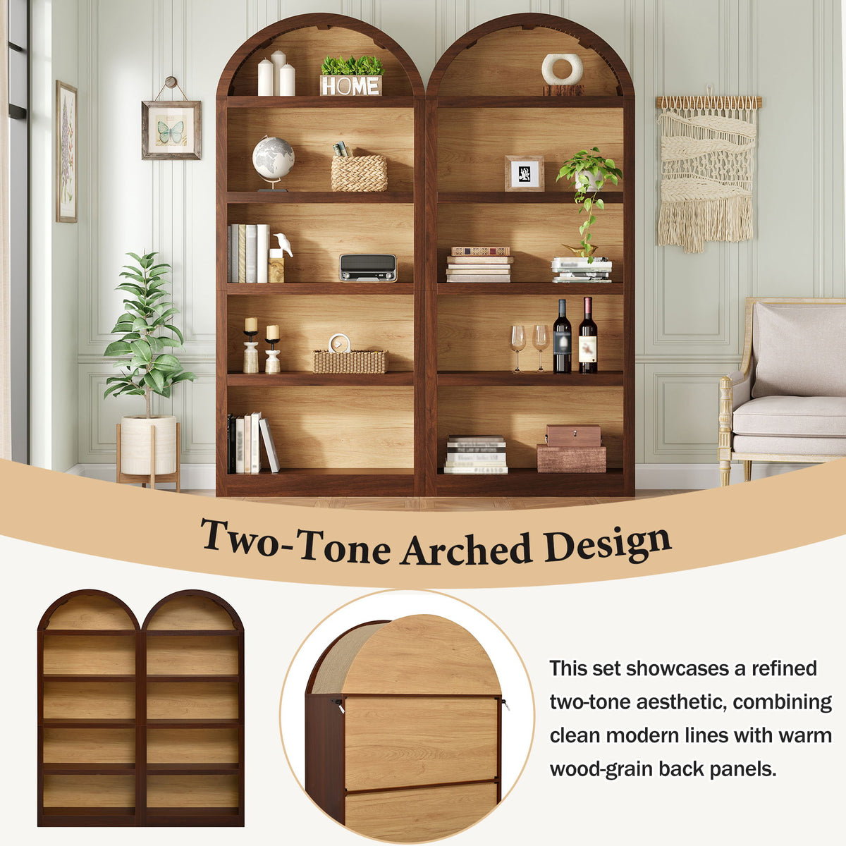 Freestanding Tall Bookshelves (Set of 2)