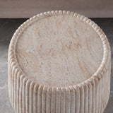 Fluted Drum Accent Coffee Table For Indoor / Outdoor - Beige / Yellow