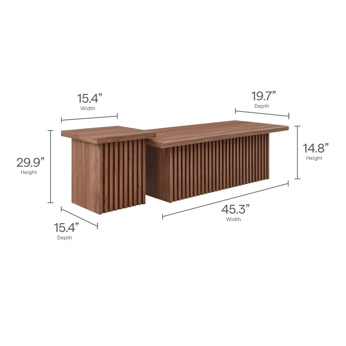 61 Inch Mid - Century Slat - Base Nesting Coffee Table Set - Coffee Tables available at Alpine Outlets in Denver