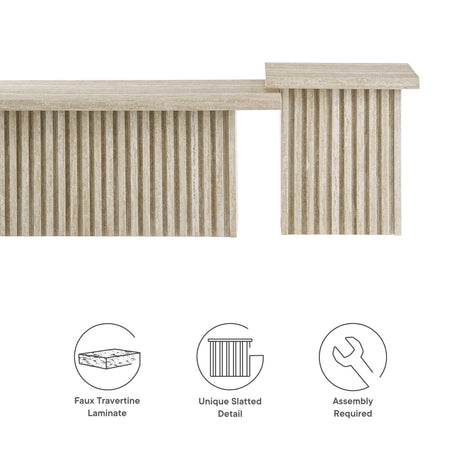 61 Inch Mid - Century Slat - Base Nesting Coffee Table Set - Coffee Tables available at Alpine Outlets in Denver