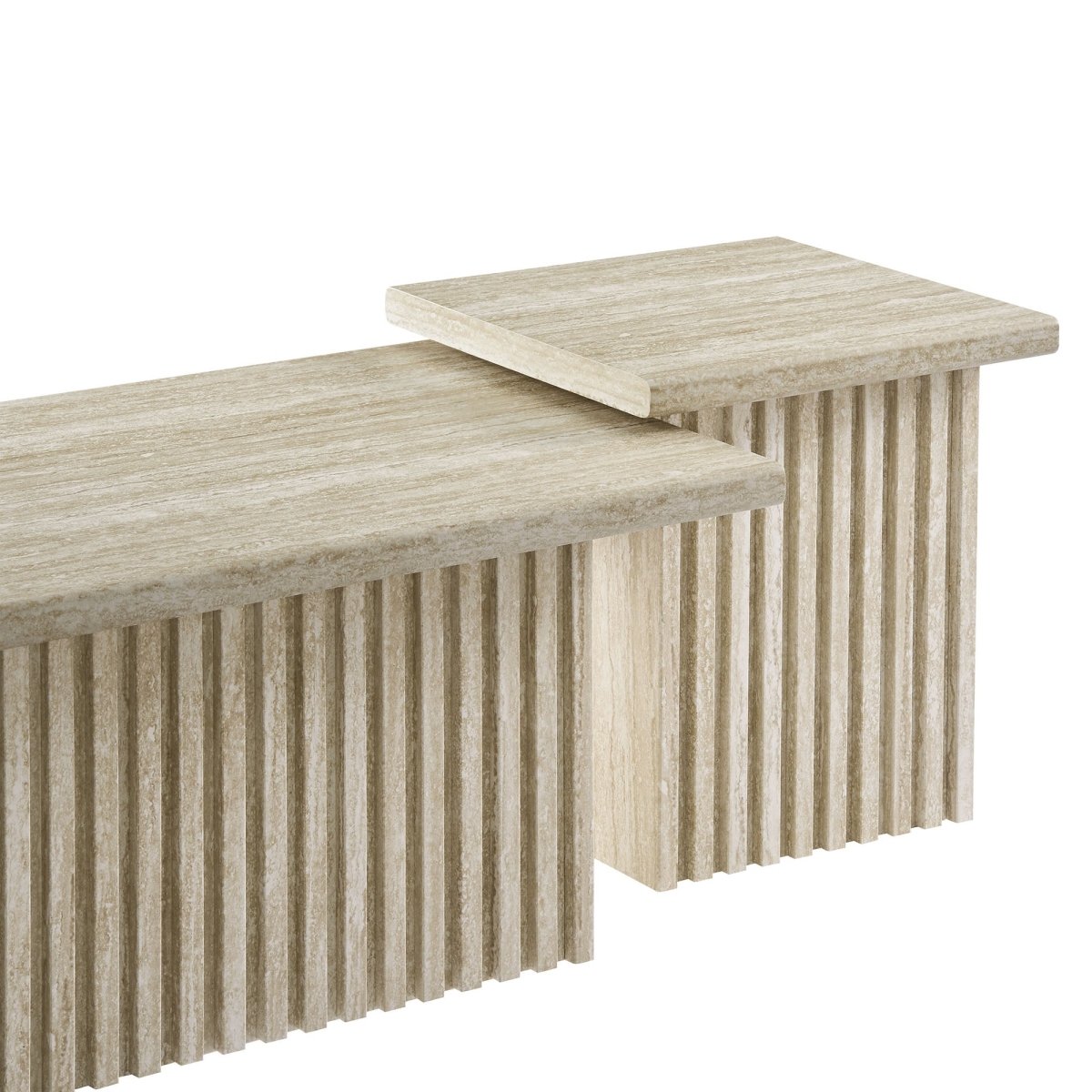 61 Inch Mid - Century Slat - Base Nesting Coffee Table Set - Coffee Tables available at Alpine Outlets in Denver