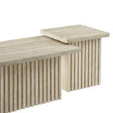 61 Inch Mid - Century Slat - Base Nesting Coffee Table Set - Coffee Tables available at Alpine Outlets in Denver